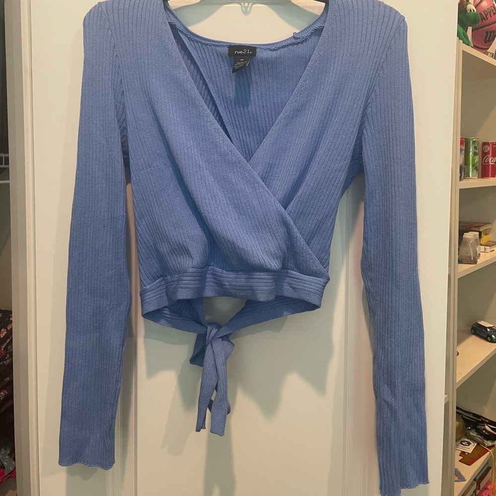 rue 21 blue wrap top